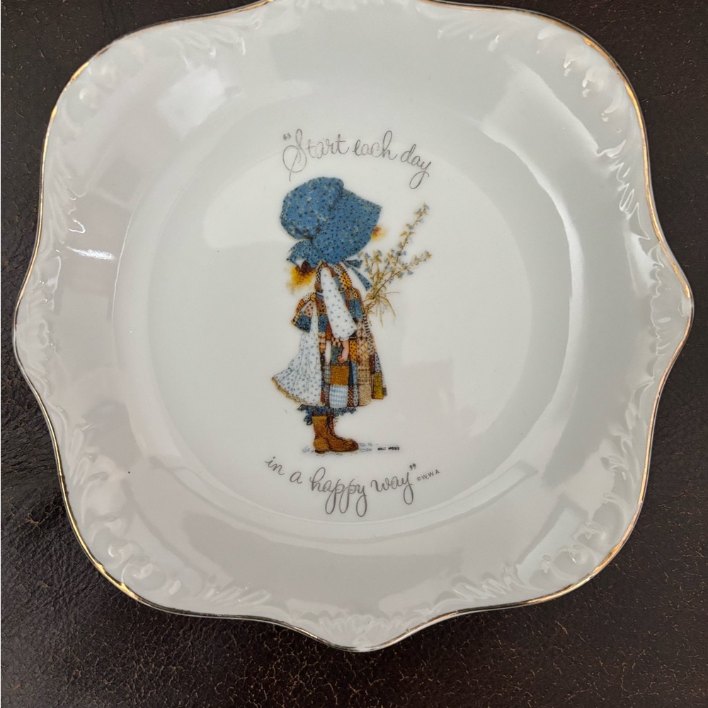 Charming White Decorative Plate with Gold Trim